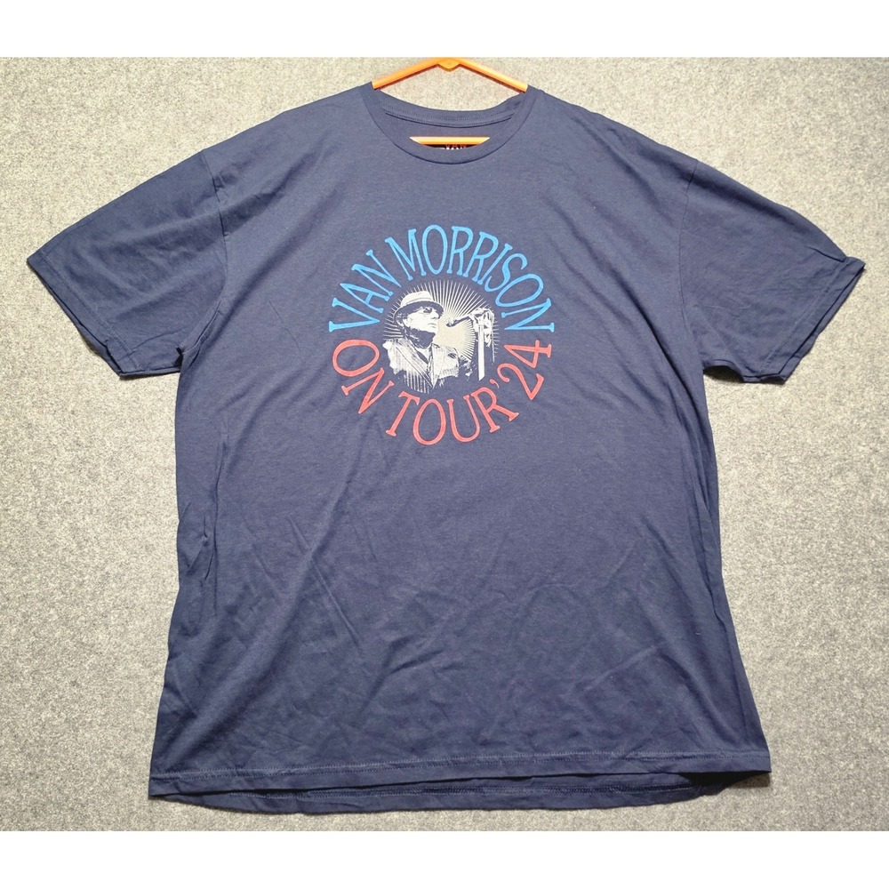 Van Morrison On Tour 24 Concert Graphic T-Shirt Navy Blue Mens XXL 2024 Tour